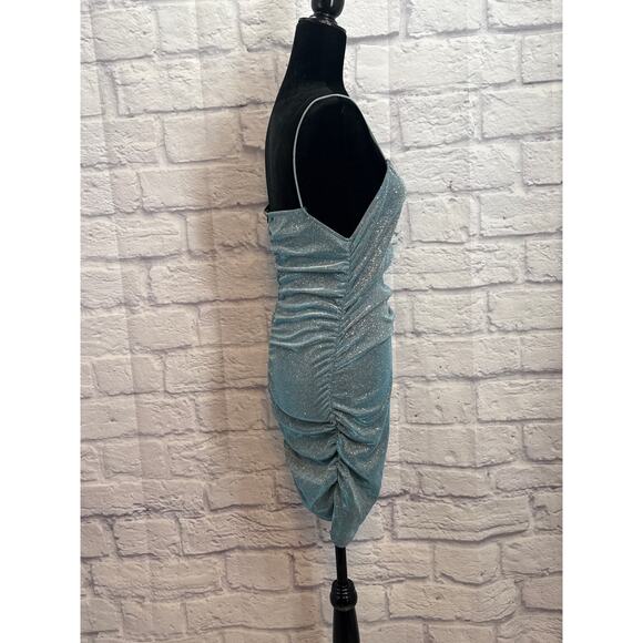 Green Sprakly glitter Bodycon  Party dress Rouched Medium - Picture 5 of 8